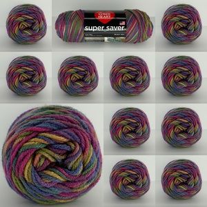 lot of 12 old-school artist print red heart super saver yarn